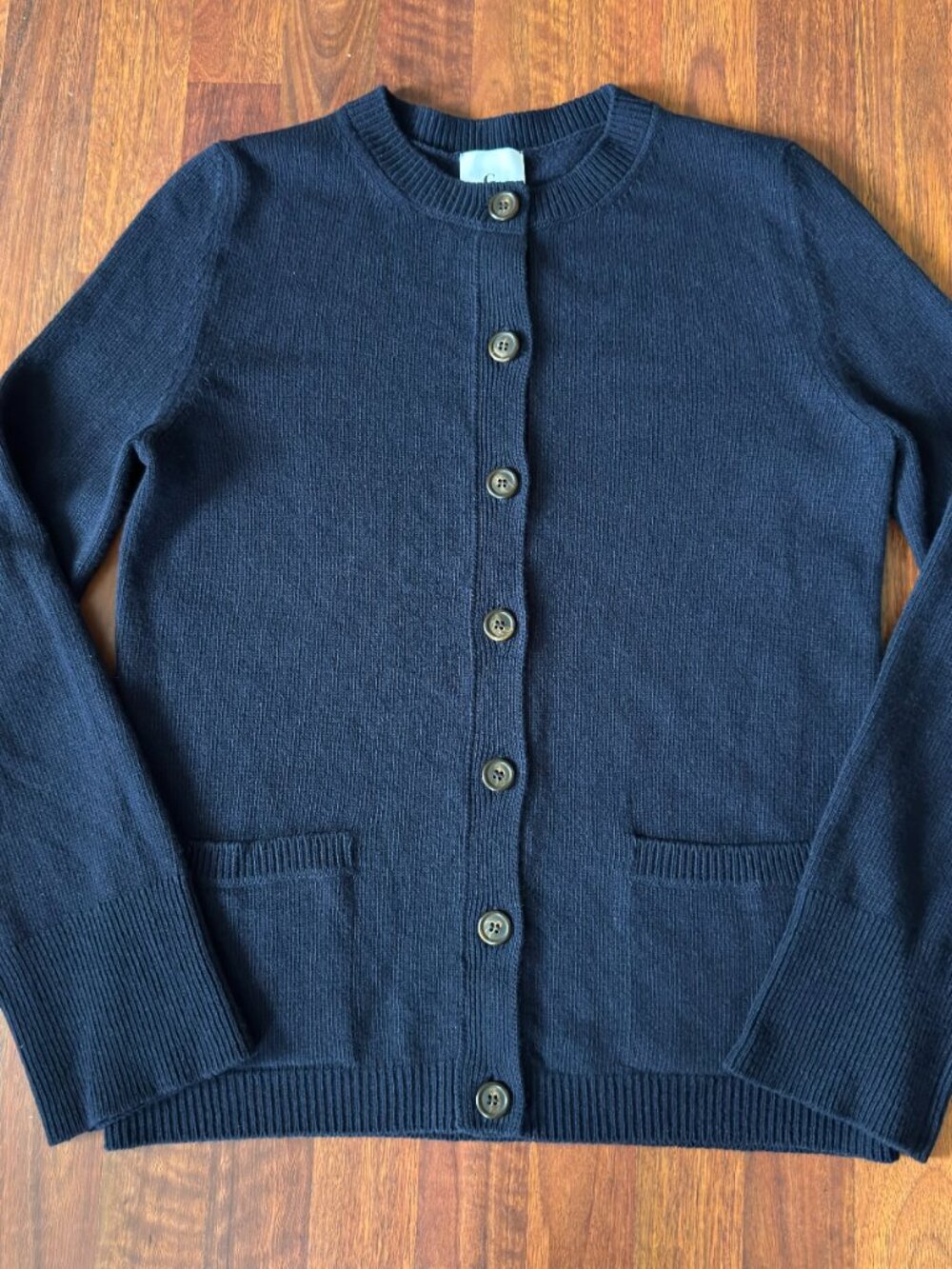 G. Label by Goop Slim Cardigan Womens XL Navy Virgin Wool Cashmere Missing Belt